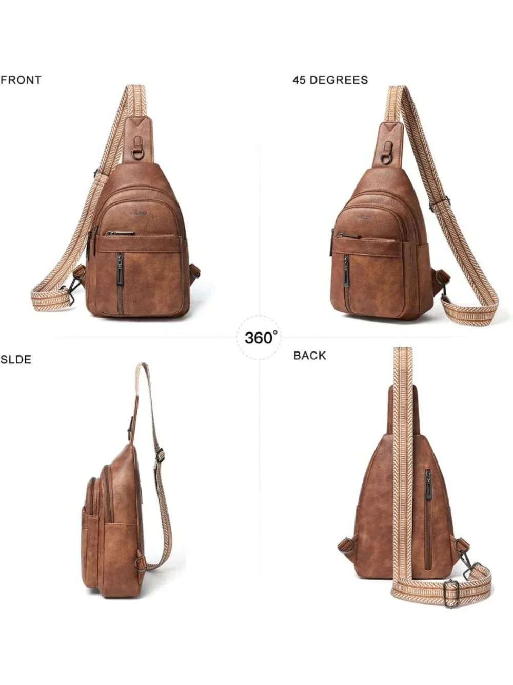 Stylish 7L Sling Bag for Travel, Crossbody Chest Pack, Fanny Pack, PU Leather
